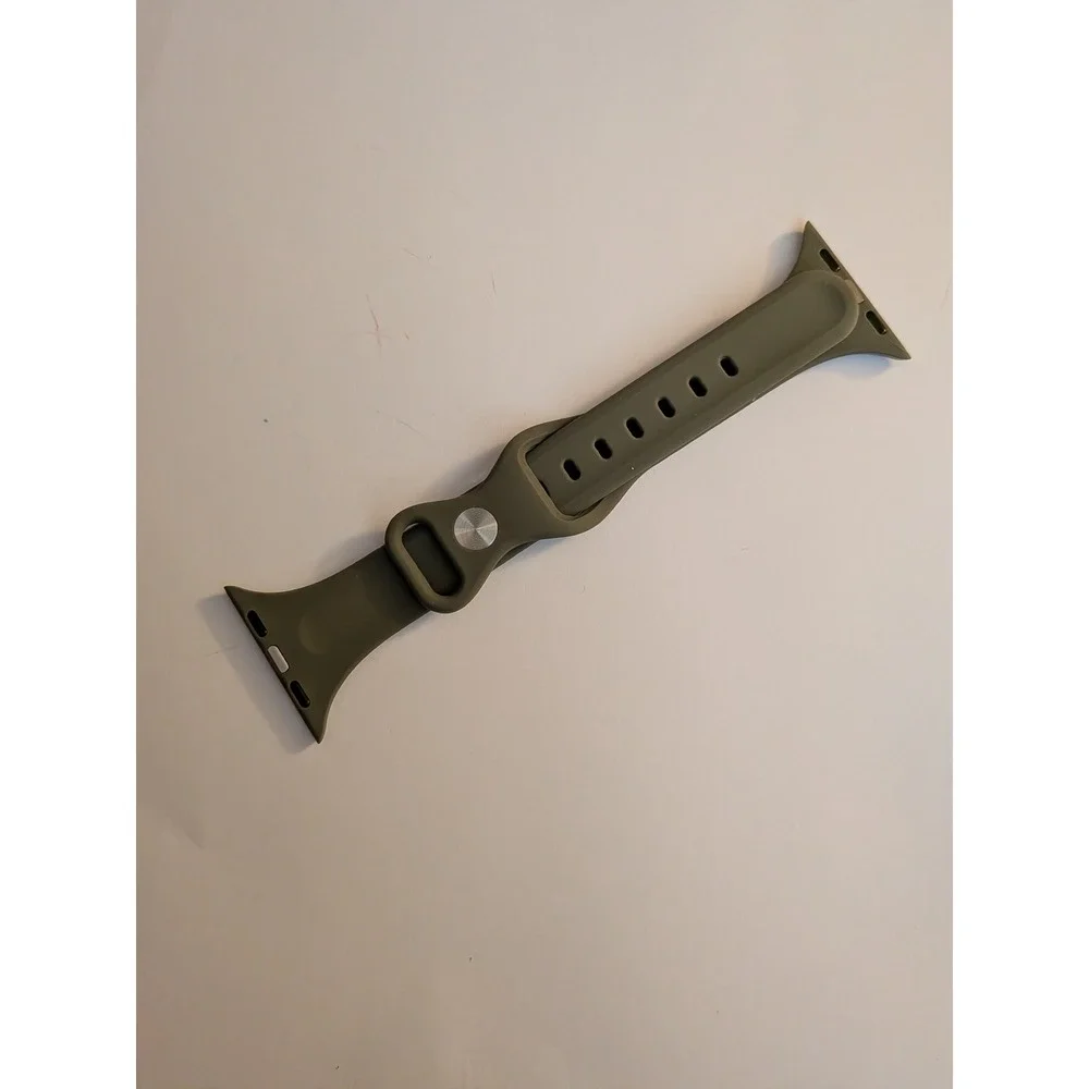 Olive Green Silicone Sport Band for Apple Watch Men's Strap Pin-and-Tuck Closure
